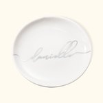 Plat à bijoux pour alliances en céramique blanche pure personnalisée avec nom
