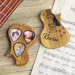 Plettri per chitarra in legno personalizzati con custodia con foto di testo Regalo per chitarrista musicista Idea regalo per compleanno