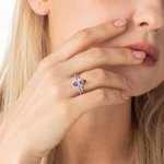 Personalized Birthstone Set of Two Rings Drop Stone Family Rings
