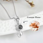 Collier Projection Personnalisé avec Photo Collier Commémoratif en 100 Langues Cadeau de d'Anniversaire pour Amoureux des Chats