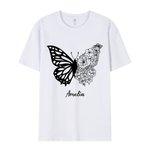 Personalized Half Butterfly Half Birth Flower Shirt Gift for Mom or Grandma
