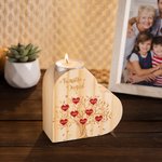 Personalized Wooden Heart Candle Holder with Family Tree Pattern