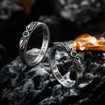 Personalized Vintage Engraved Angel Wings Ring with Birthstone Memorial Gift for Her