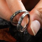 Personalized Vintage Engraved Angel Wings Ring with Birthstone Memorial Gift for Her