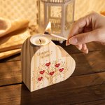 Personalized Wooden Heart Candle Holder with Family Tree Pattern