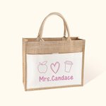 Personalized Teacher Jute Tote Bag  with Name for Teacher Appreciation Gift