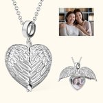 Gepersonaliseerde Foto Hartmedaillon Engelvleugels Ketting met Gegraveerde Tekst Herinneringssieraad voor Vrouwen
