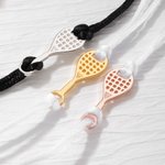 Personalizado Grabado Tenis Pulsera de Cuerda Ajustable con Inicial Cumpleaños Regalo Deportivo para Amante del Tenis Regalo
