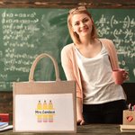 Personalized Teacher Jute Tote Bag  with Name for Teacher Appreciation Gift