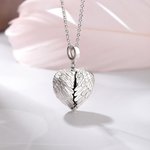 Gepersonaliseerde Foto Hartmedaillon Engelvleugels Ketting met Gegraveerde Tekst Herinneringssieraad voor Vrouwen