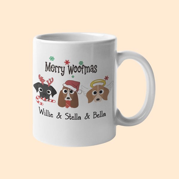 Personalisierte Hund Woofmas Mug Weihnachtsgeschenk für Tierliebhaber