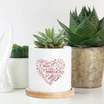 Pot de Fleurs Motif Cœur Personnalisé avec Noms des Membres de la Fmille Cadeau Fête des Mères pour Grand-Mère Maman