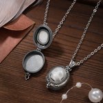 Personalisierte Vintage Gothic geschnitzt Perle Schädel Medaillon Halskette mit Text Halloween Tag der Toten Geschenk für Gothic-Enthusiasten