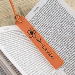 Personalised Birth Month Flower Bookmark Name Flower Bookmark Leather