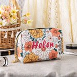 Sac à cosmétiques en cuir avec motif floral de Bohème personnalisé