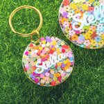Personnalisé Flowers Love Heart Pet Tag Dog Tag Cat Tag Resin Iridescent Sequins Pet ID