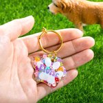 Personnalisé Flowers Love Heart Pet Tag Dog Tag Cat Tag Resin Iridescent Sequins Pet ID