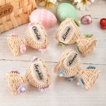 Coquetier d'Œuf en Rotin Personnalisé avec Nom Porte-Œuf Tressé Cadeau de Pâques pour Famille