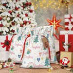 Sac à Cordon Personnalisé avec Nom et Motif Dinosaure Licorne Véhicule Cadeau Noël pour Enfants