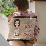 Funda de cojín personalizada para chica vintage lectora Just a Girl Who Loves Books Funda de cojín para decorar el hogar para lectores Bookworm Gift