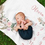 Fiori personalizzati Tracciamento mensile della crescita Coperta morbida e floreale Regalo per la festa del bebè per il neonato