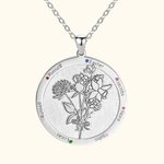 Collana con ciondolo personalizzato a forma di fiore di nascita rotondo con pietre di nascita