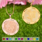 Collana con ciondolo personalizzato a forma di fiore di nascita rotondo con pietre di nascita