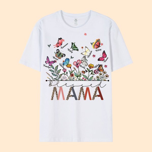 T-Shirt Sweatshirt Personnalisé avec 1-20 Papillons et Noms Cadeau Familial de Fête Anniversaire pour Grand-Mère