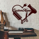 Gepersonaliseerd kappersbord met metalen logo voor kapper of stylist