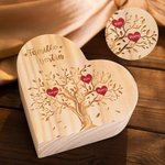 Personalized Wooden Heart Candle Holder with Family Tree Pattern