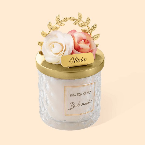Personalised Rose Scented Candle Bridesmaid for Wedding Idea Gift Home Decor Great Wedding Favors