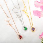 Gepersonaliseerde Naam Geboortesteen Opzij Ketting Minimalistische Sieraden Moederdag Verjaardagscadeau