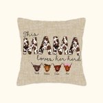 Personalized This Mama Loves Her Herd Highland Cow Cushion Throw Pillow Cover