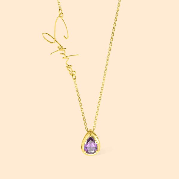 Gepersonaliseerde Naam Geboortesteen Opzij Ketting Minimalistische Sieraden Moederdag Verjaardagscadeau