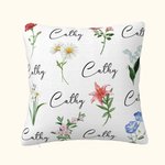 Personalised Bouquet Birth Flowers Throw Pillow Cover with Family Member Name Christmas Birthday Mother's Day Gift