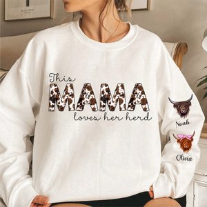 Gepersonaliseerd This Mama Loves Her Herd Highland Cow Sweatshirt Moederdag Verjaardag Kerstcadeau voor Mama Oma