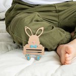 Personalisierter Hasen-Anhänger Kaninchen Geld-Halter Etikett mit Namen Gravur Geschenk für Kinder zu Ostern