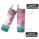 Personalised Megaphone and Pom Poms Tumbler with Glitter Gift for Cheerleader