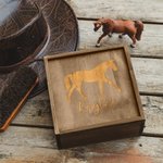 Personalisierte hölzerne Reitpferd Vintage Storage Box Geschenk für Pferdeliebhaber