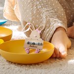 Personalisierter Hasen-Anhänger Kaninchen Geld-Halter Etikett mit Namen Gravur Geschenk für Kinder zu Ostern