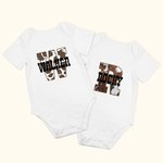 Personalised Cowhide Cowboy and Cowgirl Baby Onesie with Name for Coming Home Outfit Newborn Baby Shower Gift