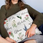 Personalised Bouquet Birth Flowers Throw Pillow Cover with Family Member Name Christmas Birthday Mother's Day Gift