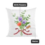 Personalized Multi Colour 1-14 Birth Flowers Family Member Bouquet Throw Pillow Cover with Name Mother’s Day Birthday Gift for Mom Grandma
