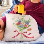 Personalized Multi Colour 1-14 Birth Flowers Family Member Bouquet Throw Pillow Cover with Name Mother’s Day Birthday Gift for Mom Grandma