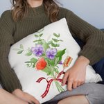 Personalized Multi Colour 1-14 Birth Flowers Family Member Bouquet Throw Pillow Cover with Name Mother’s Day Birthday Gift for Mom Grandma