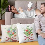 Personalized Multi Colour 1-14 Birth Flowers Family Member Bouquet Throw Pillow Cover with Name Mother’s Day Birthday Gift for Mom Grandma