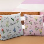 Personalised Bouquet Birth Flowers Throw Pillow Cover with Family Member Name Christmas Birthday Mother's Day Gift