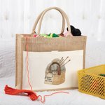 Sac en Jute Personnalisé avec Texte sur Motif de Sac Pelote Sac Rangement de Grande Capacité Cadeau pour Grand-Mère Amoureuse de Tricot