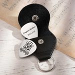 Plectre de guitare pour badge d'école personnalisé avec étui en cuir