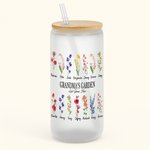 Personalized Names Birth Flowers Can Tumbler Glass with Bamboo Lids 20oz